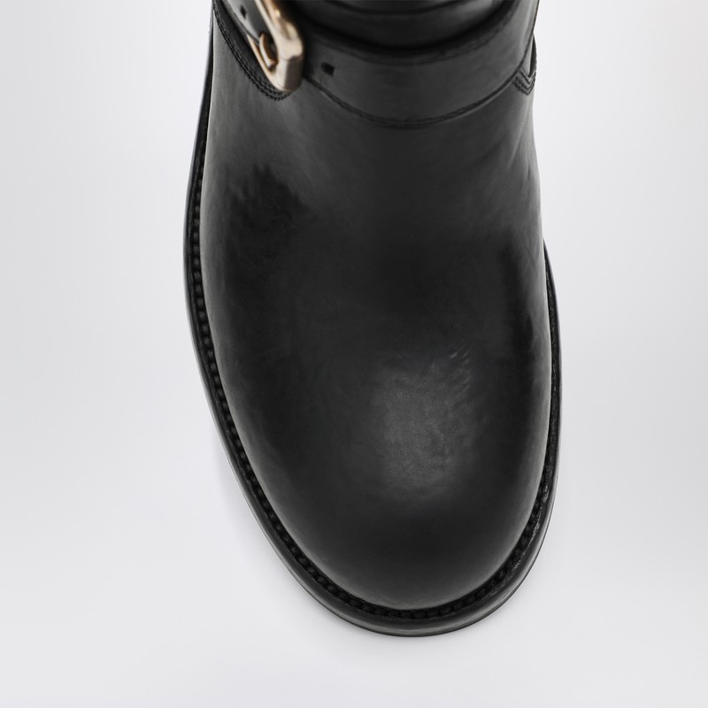 Dolce & Gabbana Black Leather Boot With Buckles In Black