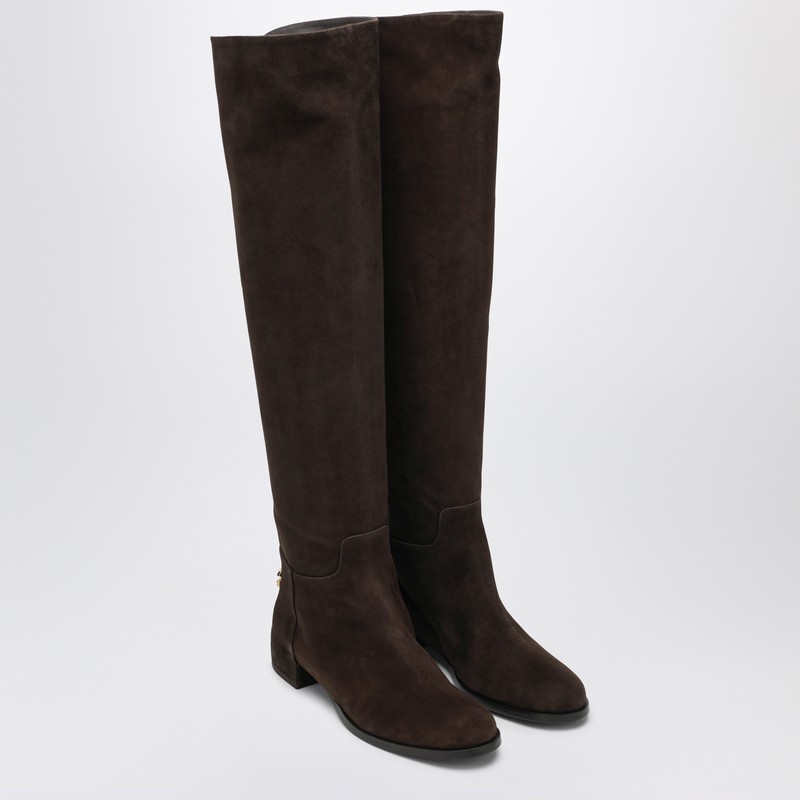 Dolce & Gabbana High Suede Boot In Ebony Brown In Brown