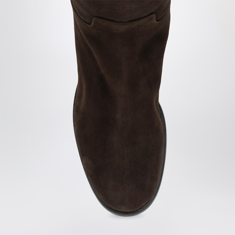 Dolce & Gabbana High Suede Boot In Ebony Brown In Brown
