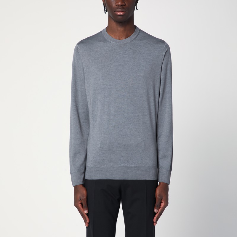 Grey merino wool crew-neck sweater - Drumohr - Modalova