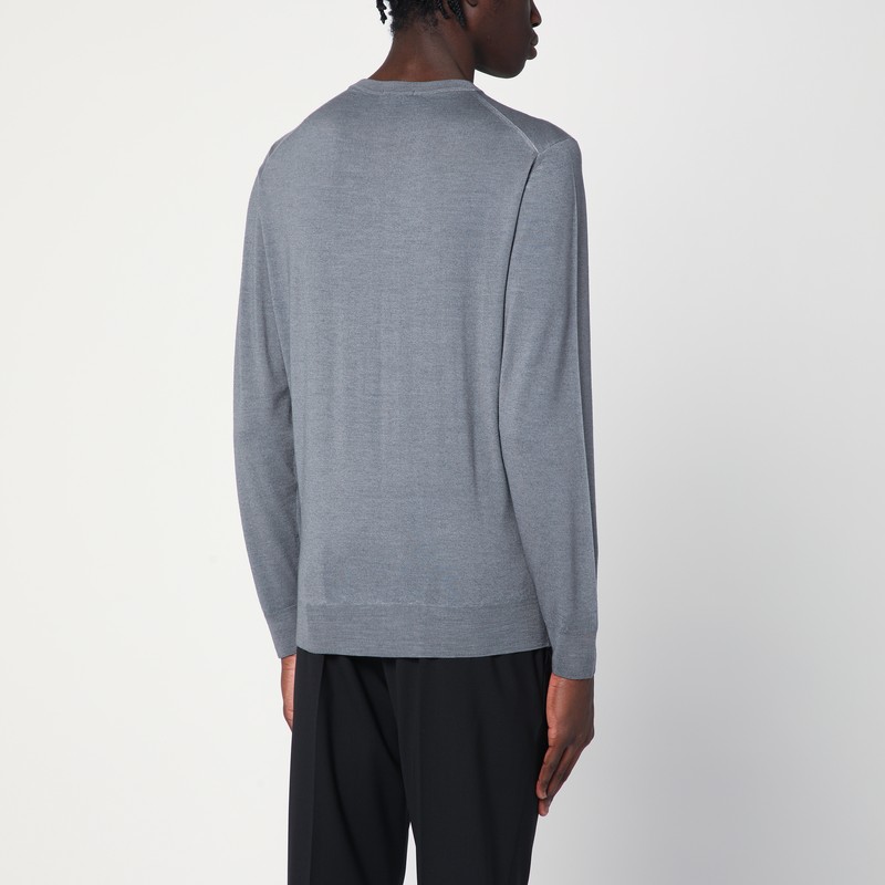 Drumohr Grey Merino Wool Crew-neck Sweater In Grey
