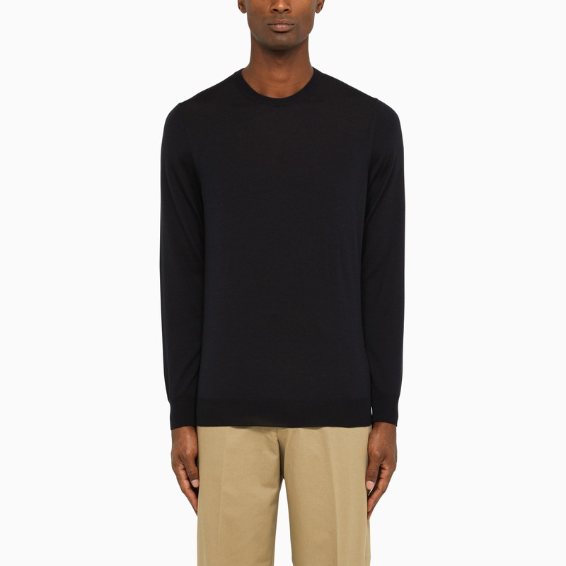 Blue wool crew-neck sweater