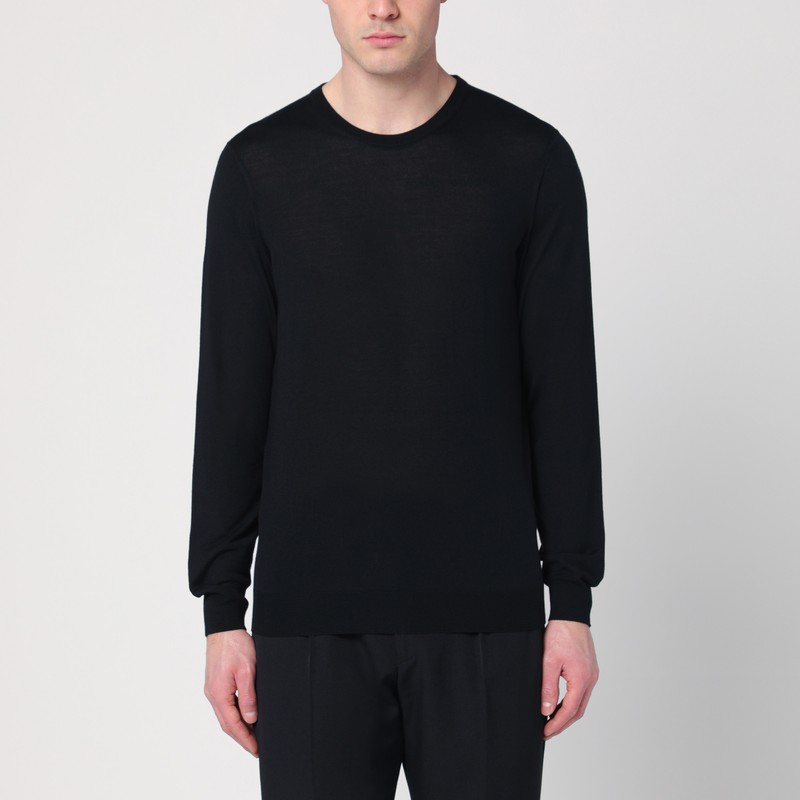 Drumohr Merino Wool Crewneck Sweater In Black
