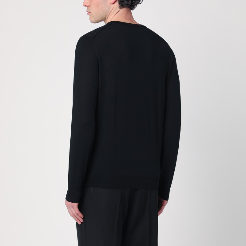 Drumohr Merino Wool Crewneck Sweater In Black