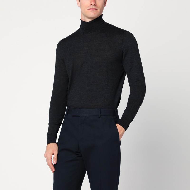 Charcoal wool turtleneck sweater - Drumohr - Modalova
