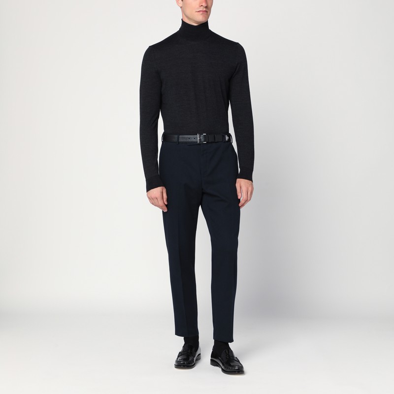 Drumohr Charcoal Wool Turtleneck Sweater In Black