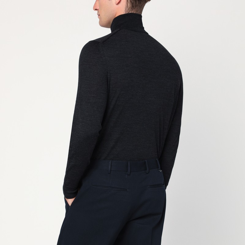 Drumohr Charcoal Wool Turtleneck Sweater In Black