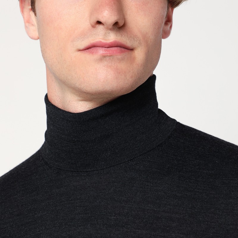 Drumohr Charcoal Wool Turtleneck Sweater In Black