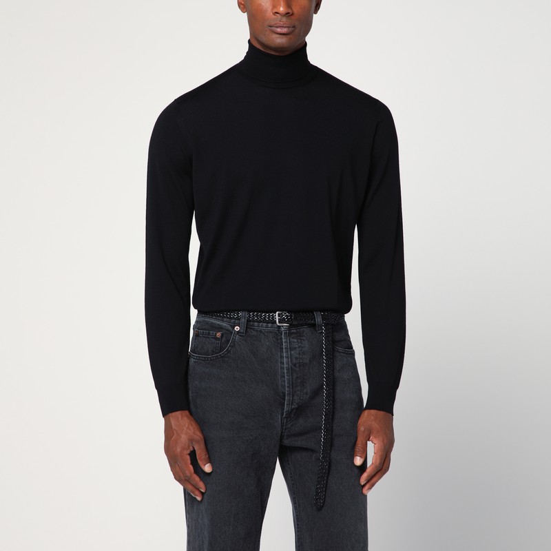 Black wool turtleneck sweater - Drumohr - Modalova