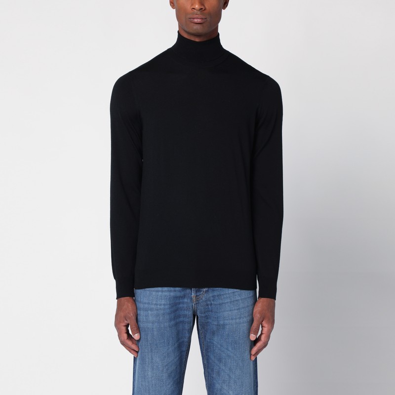 Black wool turtleneck sweater