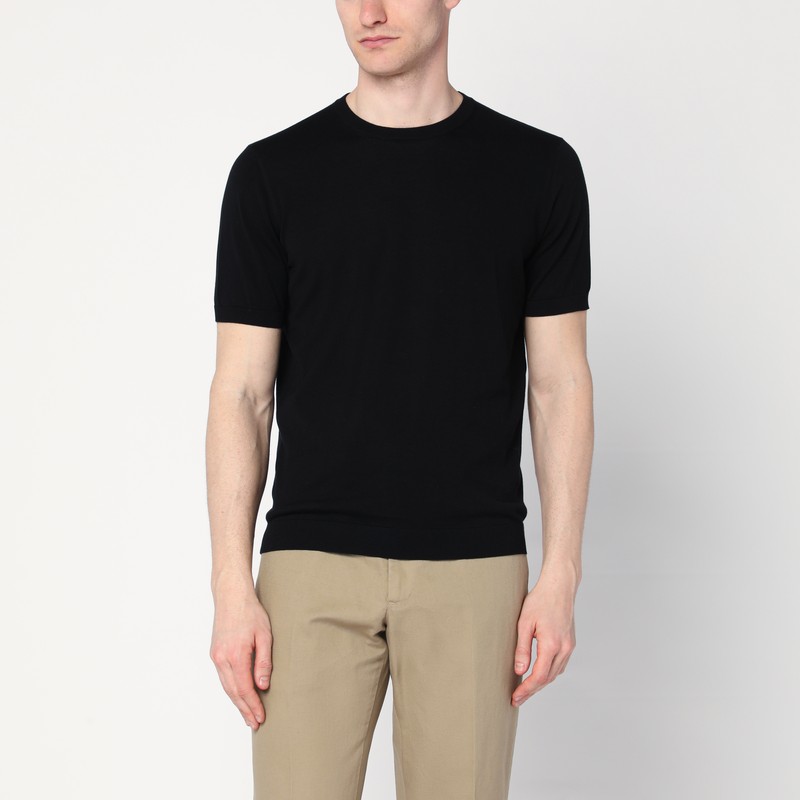 Crew neck t-shirt in black cotton - Drumohr - Modalova