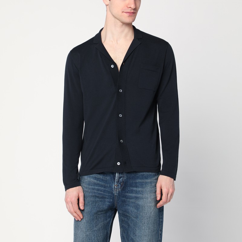 Navy blue cotton cardigan - Drumohr - Modalova