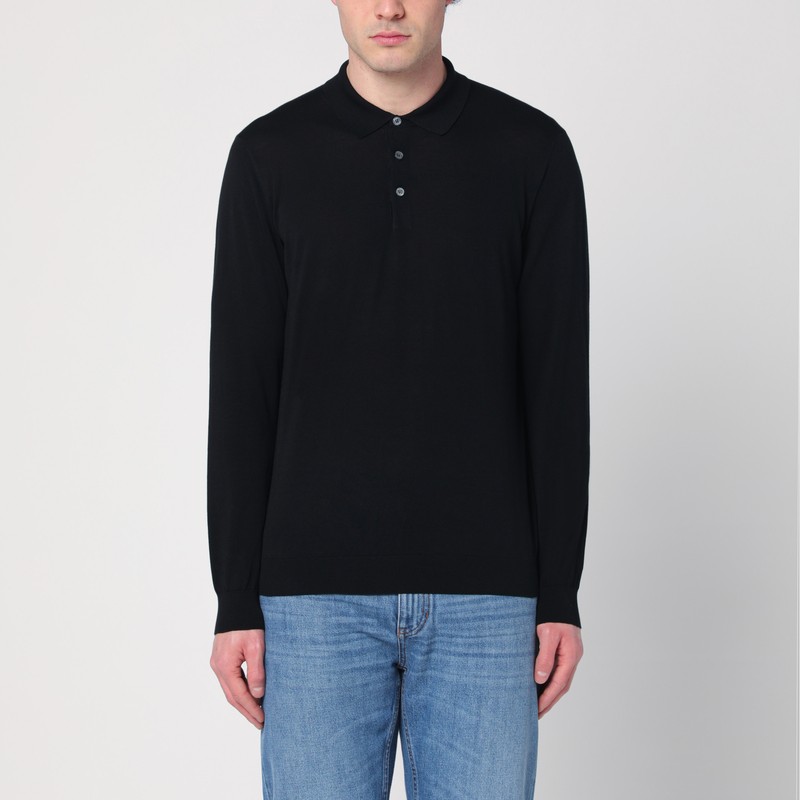 Black cotton polo shirt