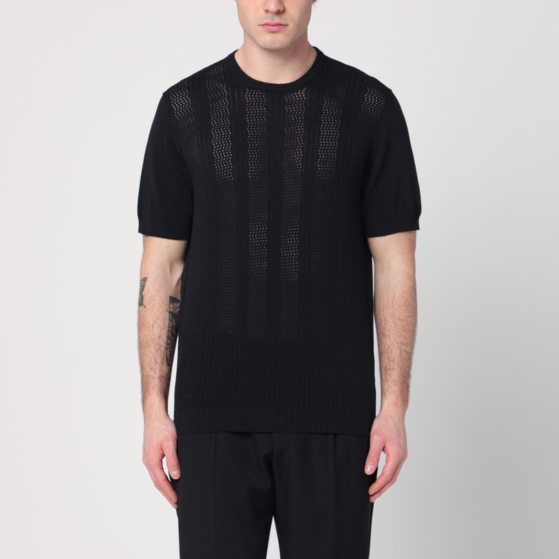Black sweater with perforated details