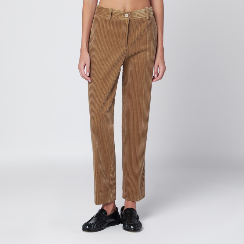 Camel-coloured corduroy trousers