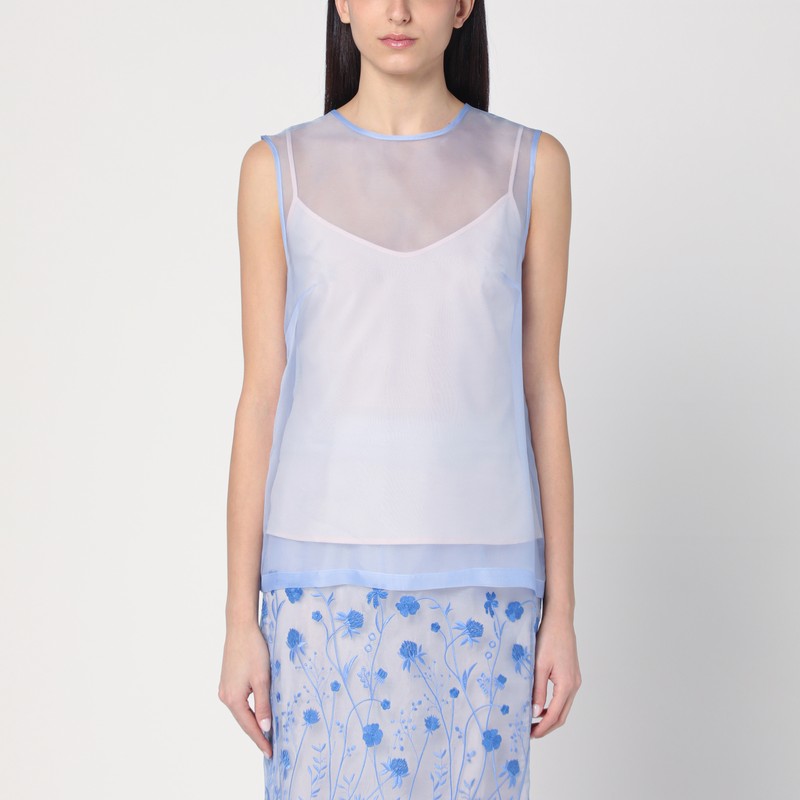 Sky blue tank top in silk - P.A.R.O.S.H. - Modalova