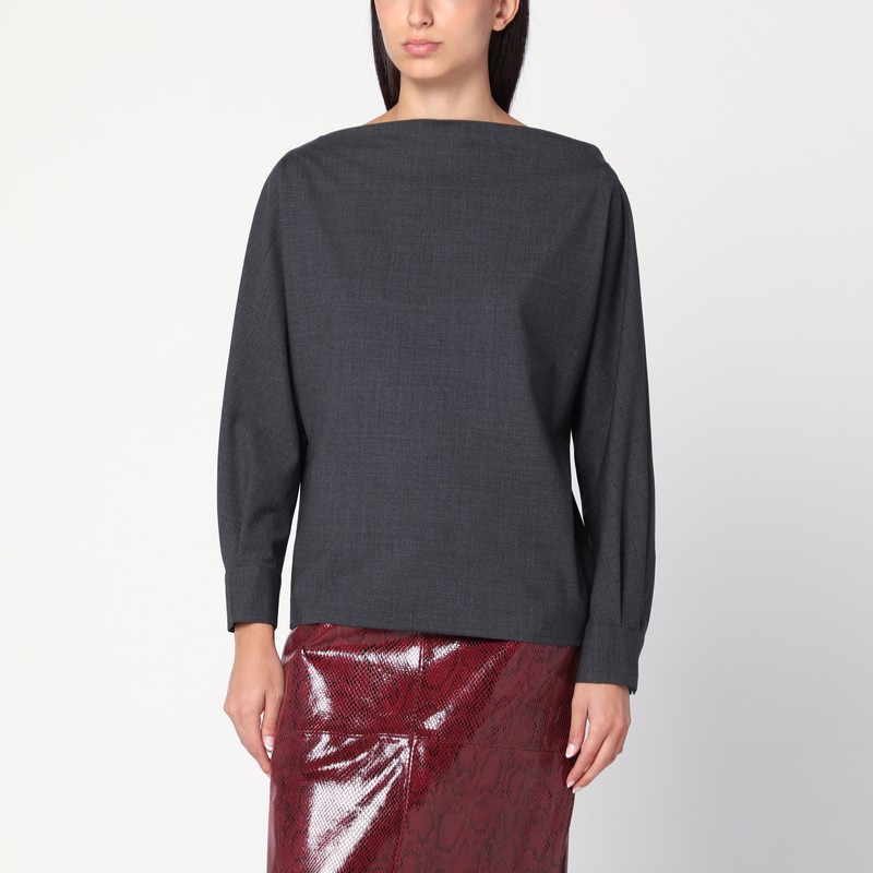 Anthracite wool blouse-shirt