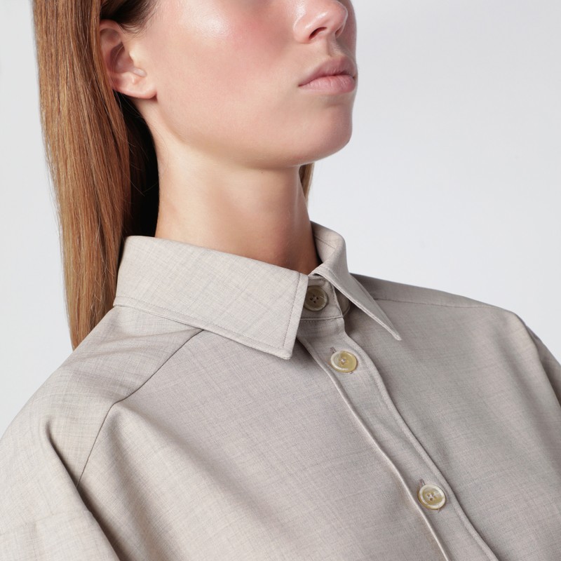 P.a.r.o.s.h Stucco-coloured Wool Shirt In Sand