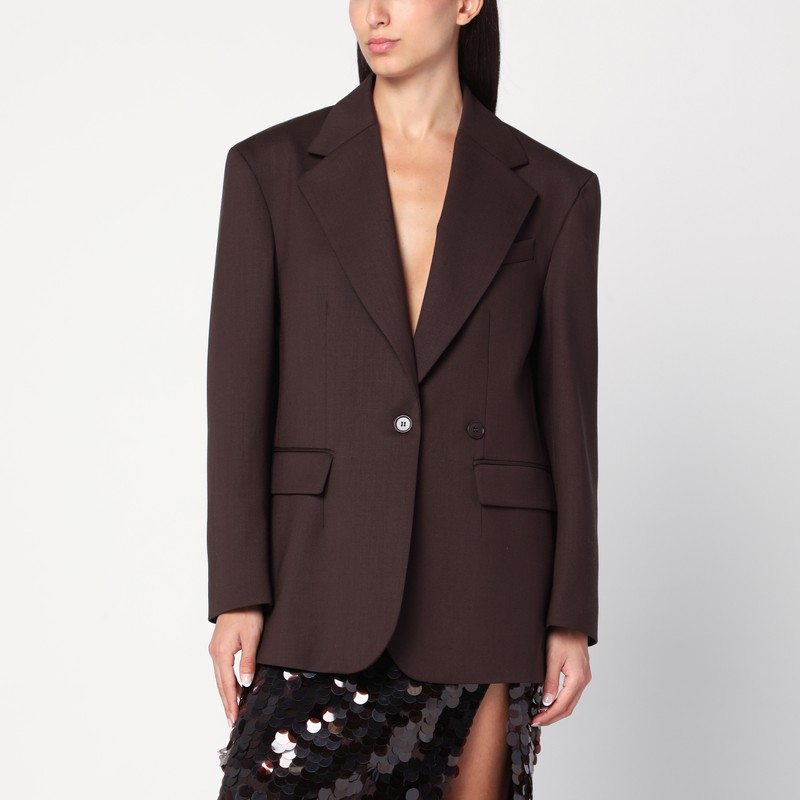 Single-breasted brown wool jacket - P.A.R.O.S.H. - Modalova
