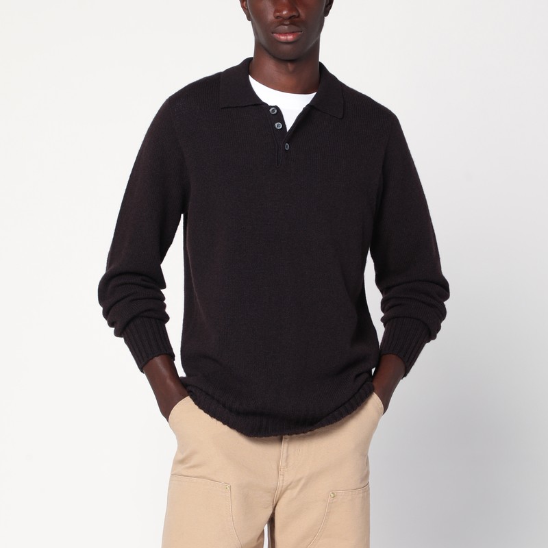 Brown lambswool polo