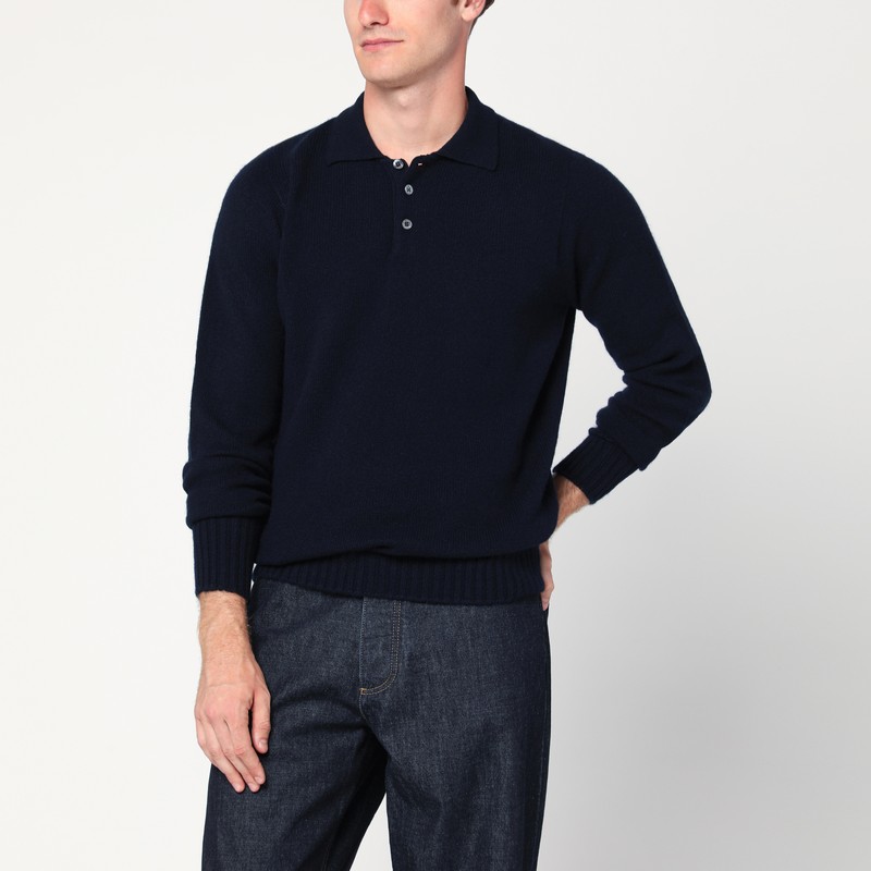 Navy blue lambswool polo