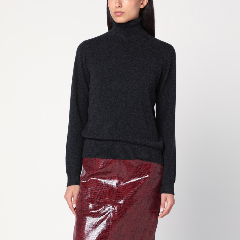Grey turtleneck sweater in cashmere