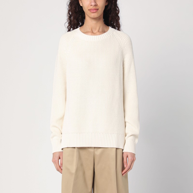 Sweater cream in cotton and cashmere