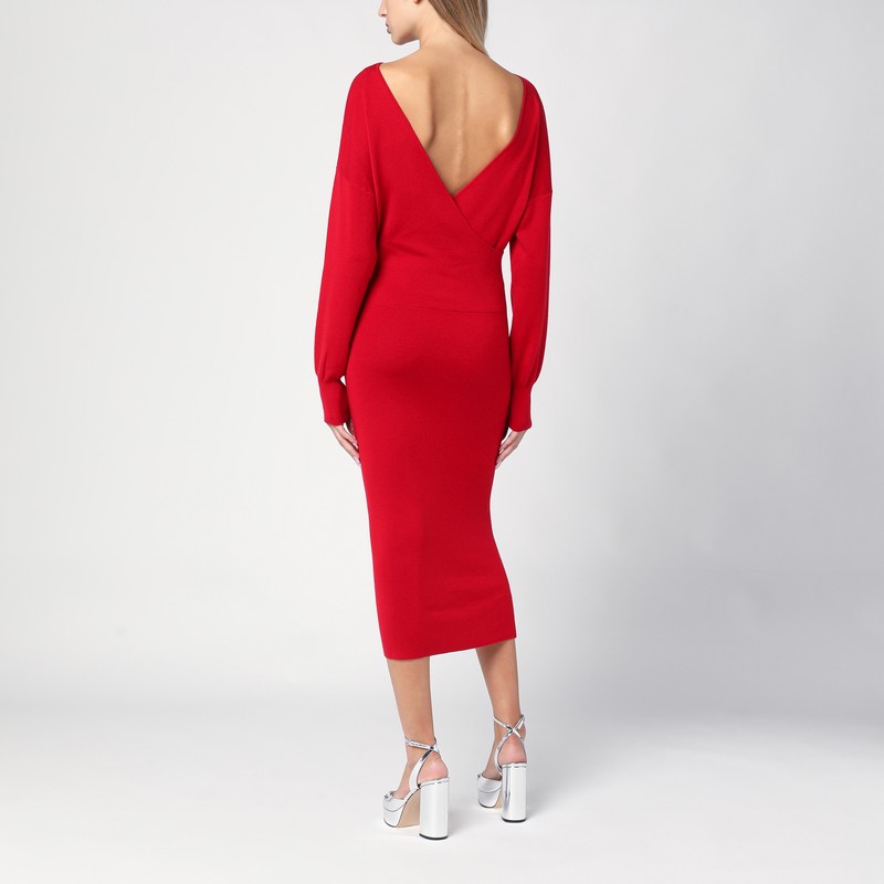 P.a.r.o.s.h Red Wool And Cashmere Midi Dress In Red