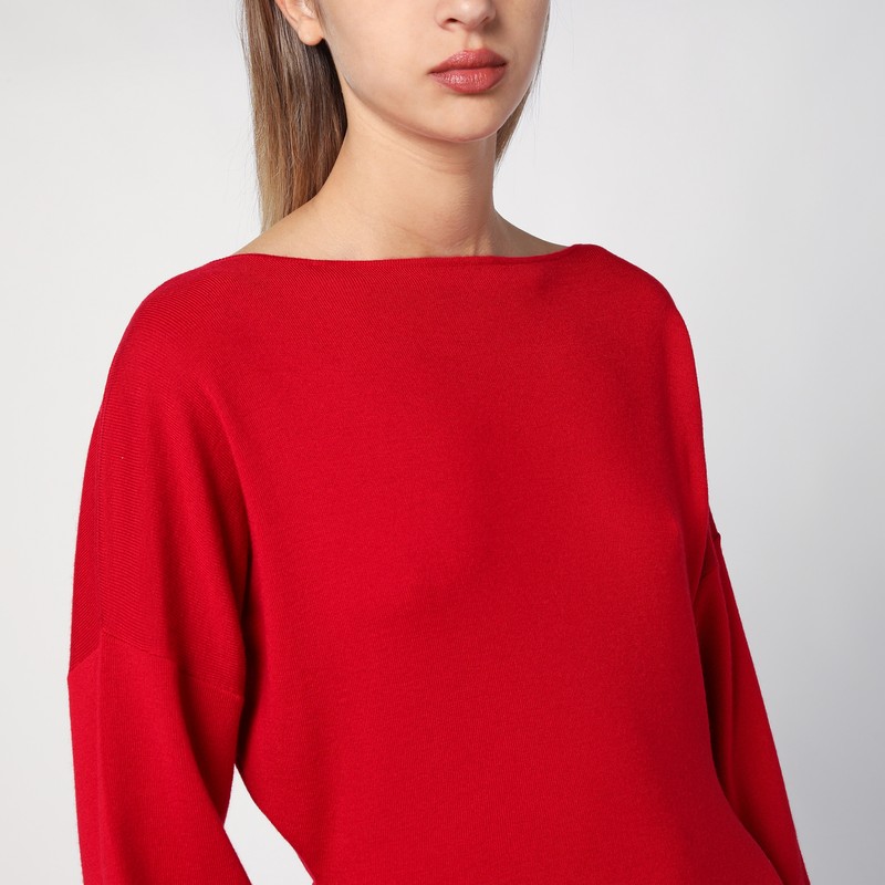 P.a.r.o.s.h Red Wool And Cashmere Midi Dress In Red