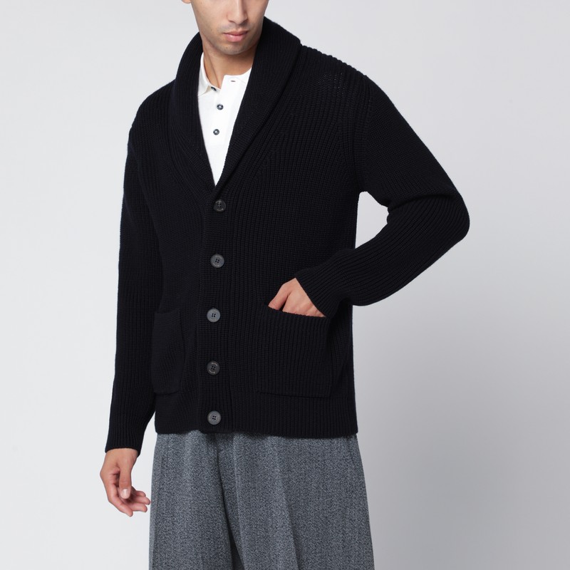 Navy blue merino wool cardigan