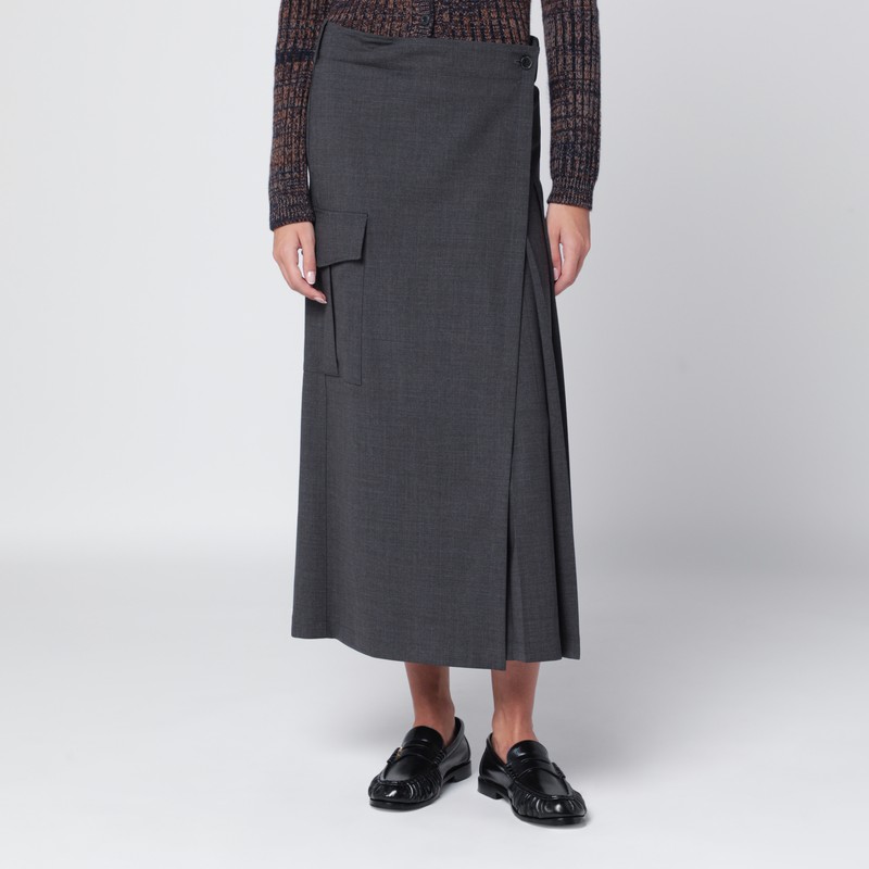 Grey wool wrap skirt
