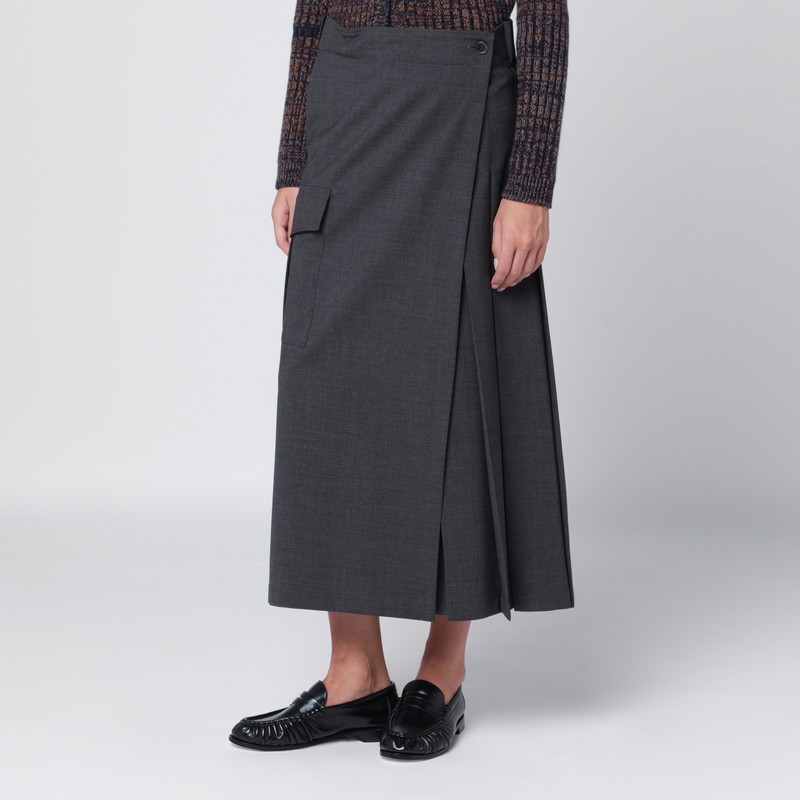 P.a.r.o.s.h Grey Wool Wrap Skirt In Gray