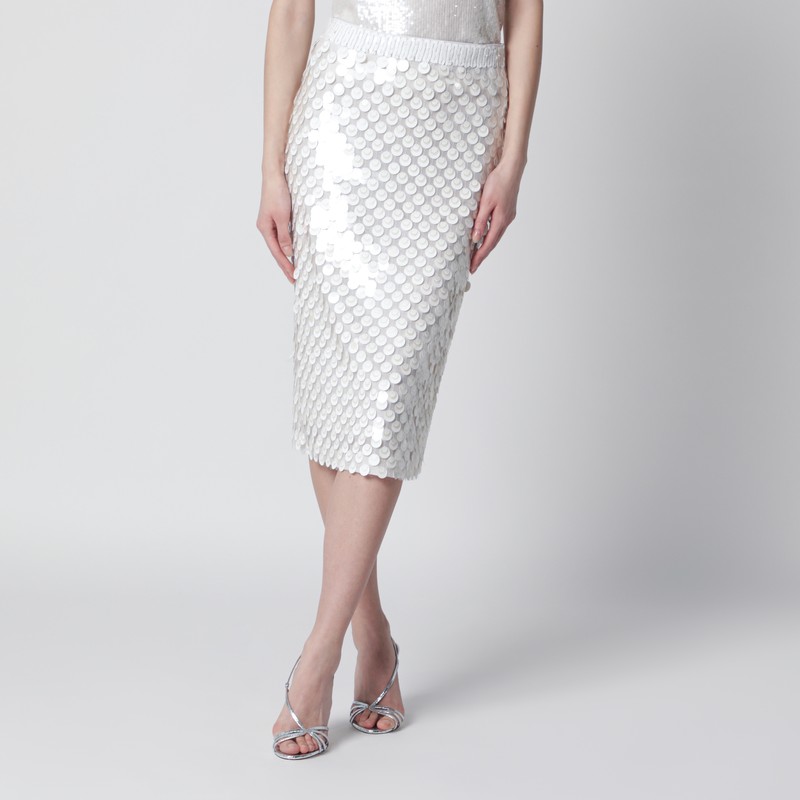 Cream sequin pencil skirt
