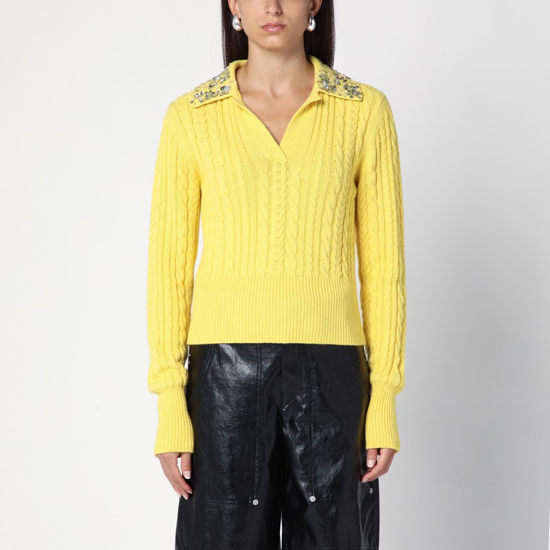 Yellow cable knit with crystals