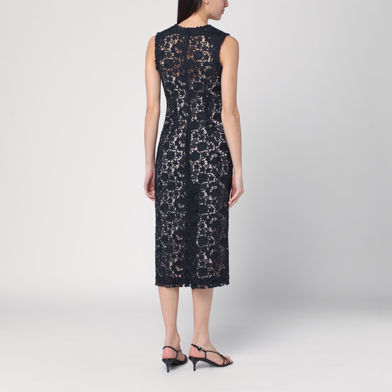 P.a.r.o.s.h Guipure Lace Midi Dress In Blue