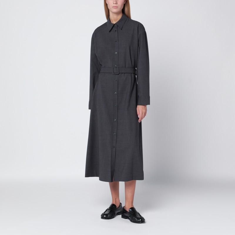 Anthracite grey belted shirt dress