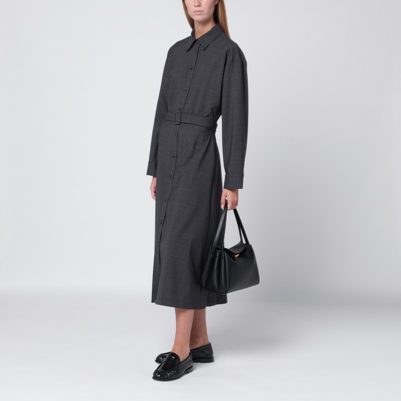 P.a.r.o.s.h . Anthracite Grey Belted Shirt Dress In Gray