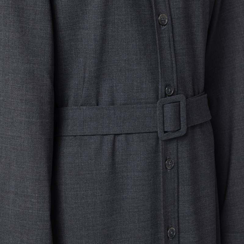 P.a.r.o.s.h . Anthracite Grey Belted Shirt Dress In Gray
