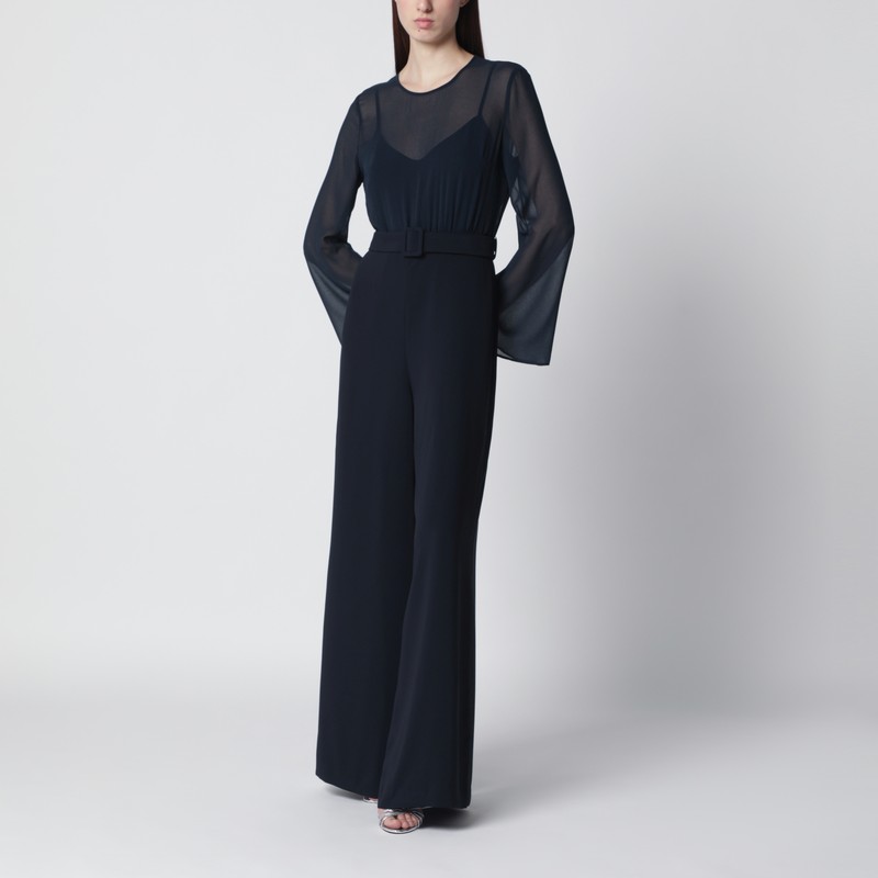 Blue jumpsuit with belt