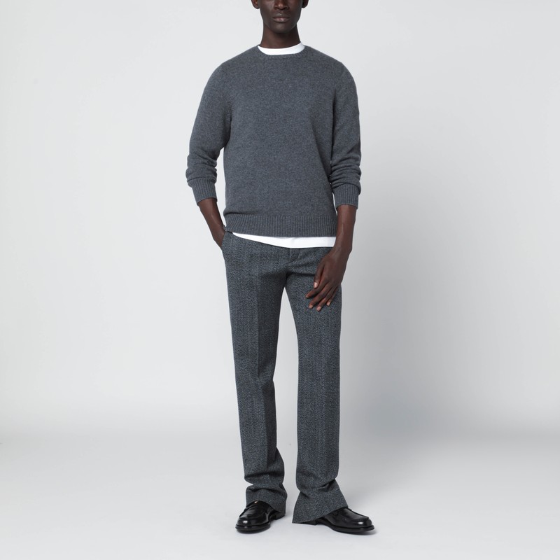 Drumohr Cashmere Crew Neck Long Sleeve Sweater In Gray