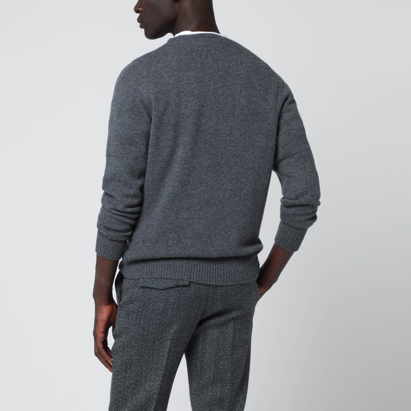 Drumohr Cashmere Crew Neck Long Sleeve Sweater In Gray