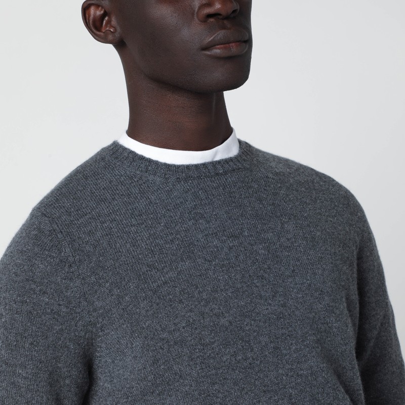 Drumohr Cashmere Crew Neck Long Sleeve Sweater In Gray