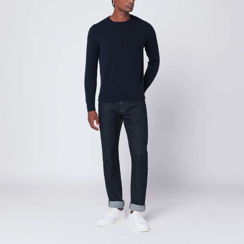Drumohr Navy Blue Cashmere Sweater In Blue