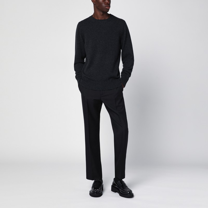 Drumohr Grey Crew-neck Sweater In Cashmere In Grey