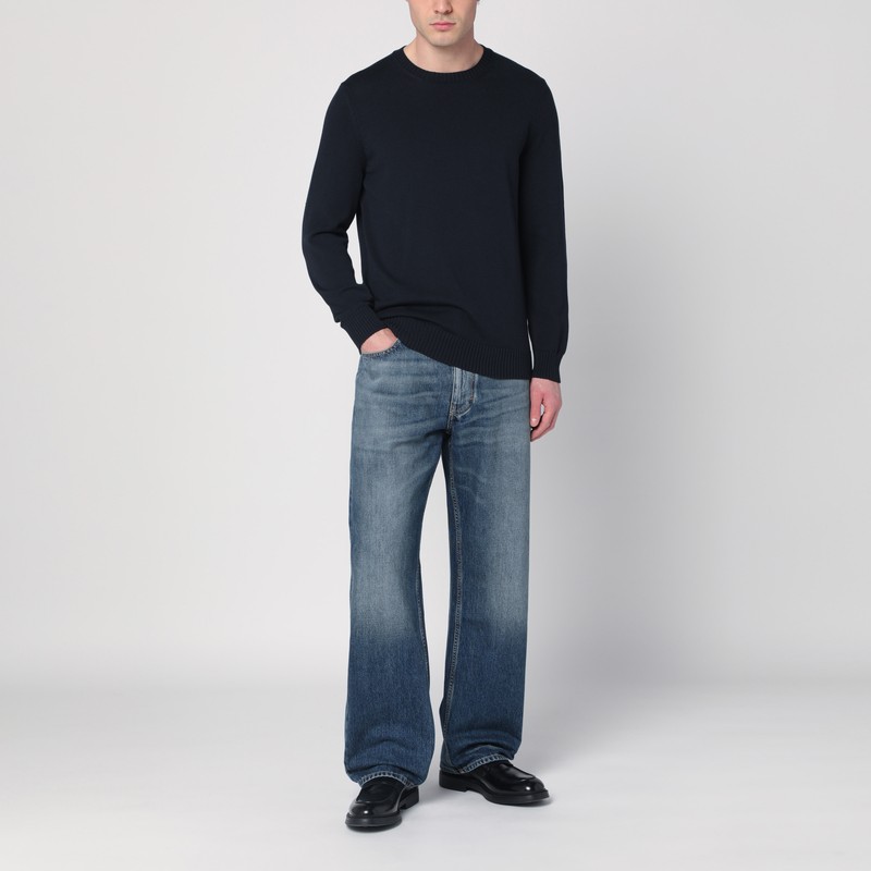 Drumohr Navy Blue Cotton Sweater In Blue