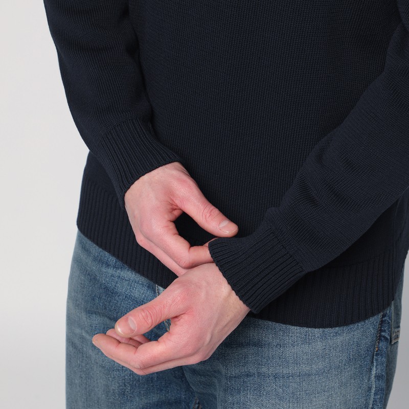 Drumohr Navy Blue Cotton Sweater In Blue