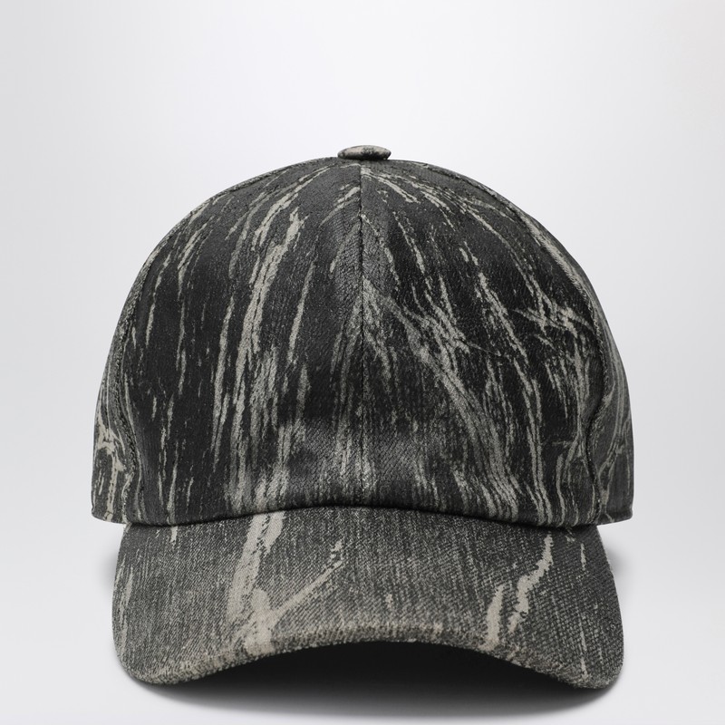 Denim effect fabric baseball cap