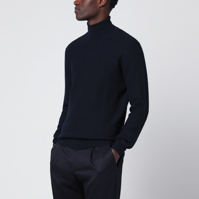 Blue wool turtleneck sweater