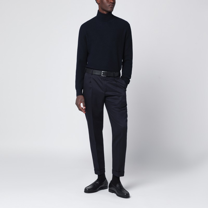 Tagliatore Wool Turtleneck Sweater Long Sleeves In Blue