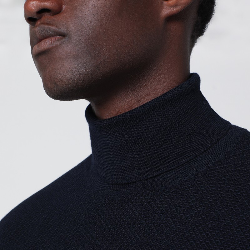 Tagliatore Wool Turtleneck Sweater Long Sleeves In Blue